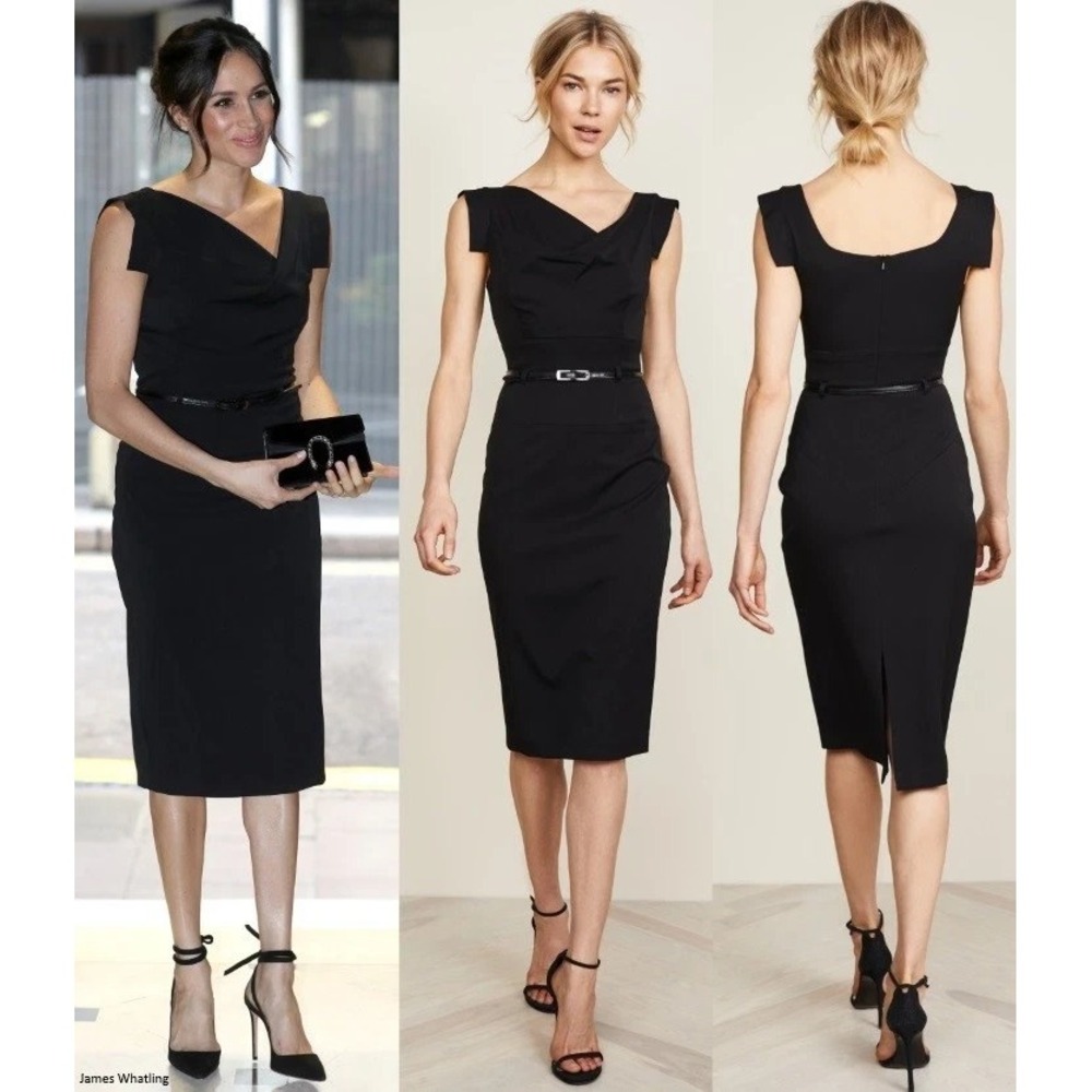 BLACK HALO Jackie O Dress in Black Velvet Size 6 Elegant Classic Cocktail Knee